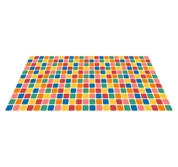 Multi-colour tile squares geometric vinyl rugs - TenStickers