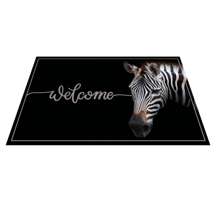 Zebra Welcome Graphic custom vinyl rug - TenStickers