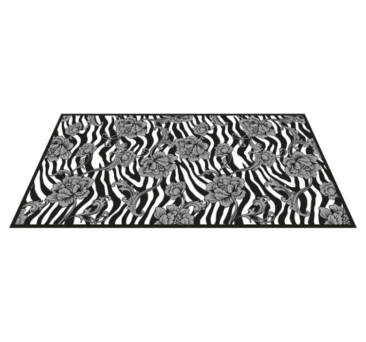 Zebra print and ornamental flowers floral rug - TenStickers