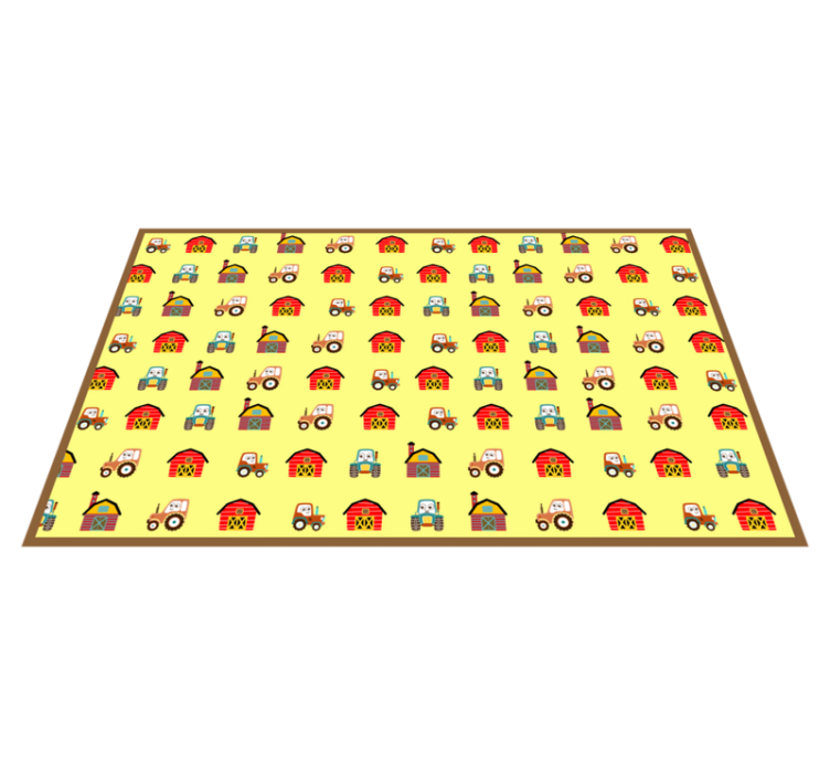 Tractor and farm house kids vinyl rug - TenStickers