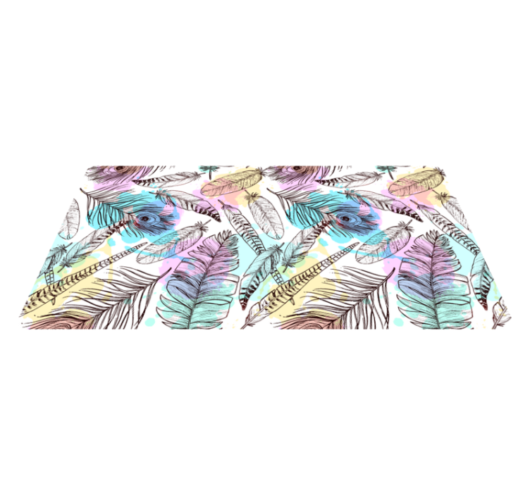 Feather Motif flower vinyl rug - TenStickers