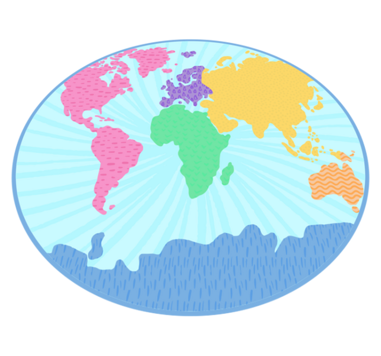 Colorful pastel colors  world map rug - TenStickers