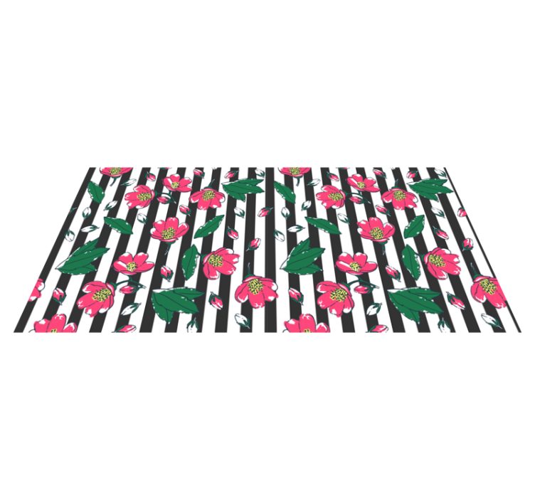 Floral Striped Motif flower vinyl rug - TenStickers