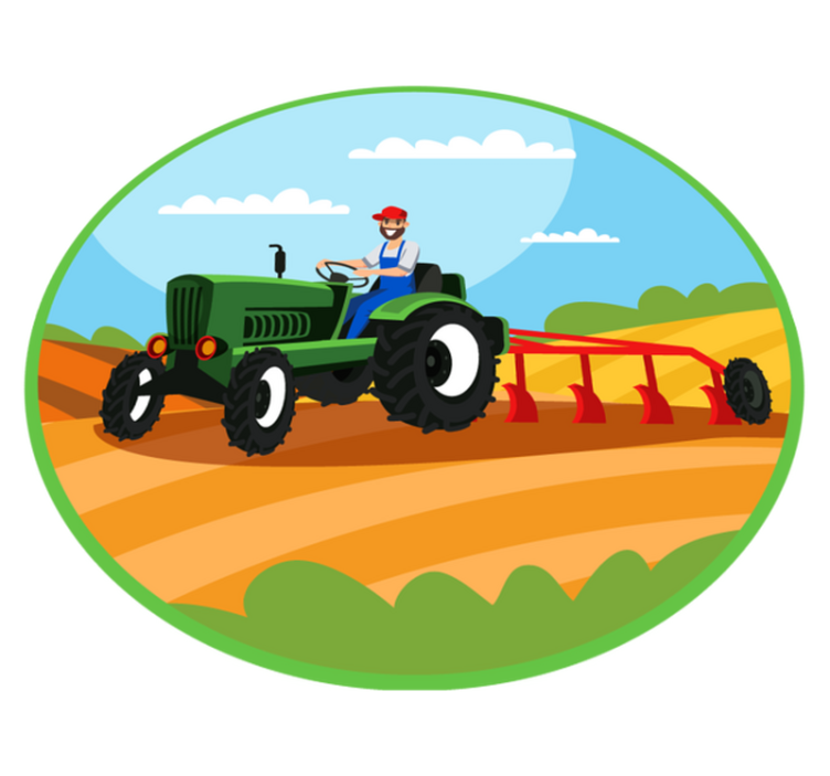 Farming Tractor Scene kids vinyl rug - TenStickers
