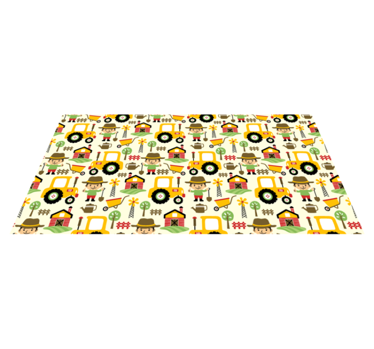 Colourful tractor pattern kids vinyl rug - TenStickers