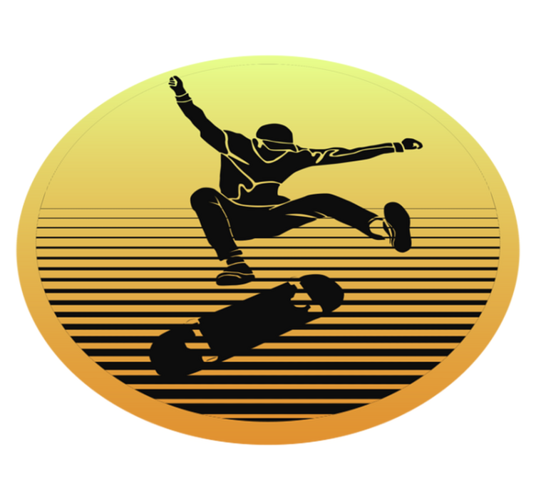 Skateboarding Silhouette teenager vinyl rug - TenStickers