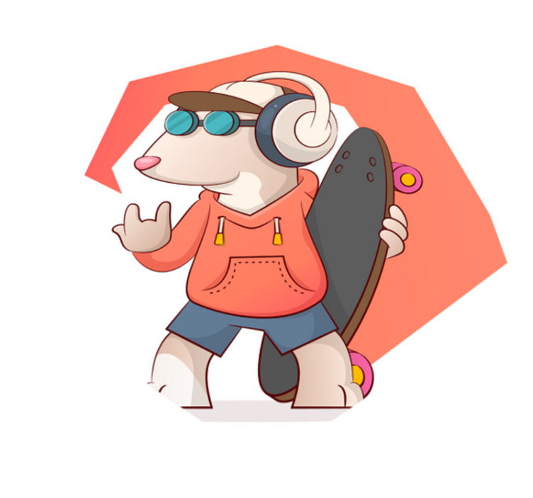 Skater Mouse Illustration vinyl rug - TenStickers