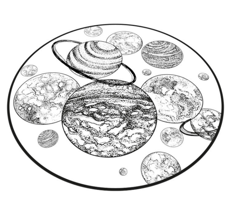 Black and White Solar System vinyl rug - TenStickers