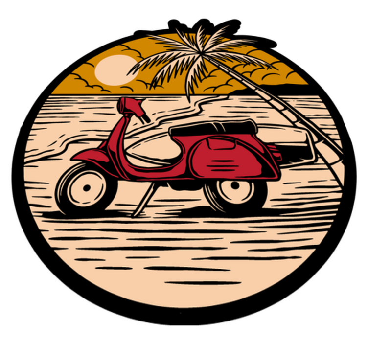 Red motorbike at the beach  nature vinyl rug - TenStickers