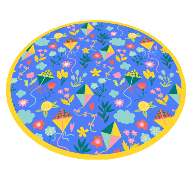 Floral Kite Motif flower vinyl rug - TenStickers
