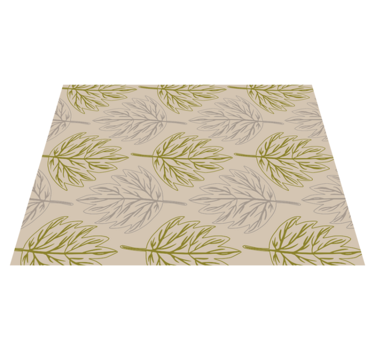 Green and grey leaf floral vinyl rug - TenStickers