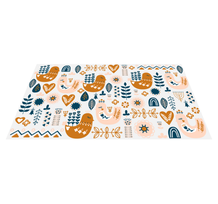 kids with singing bird nordic vinyl rug - TenStickers