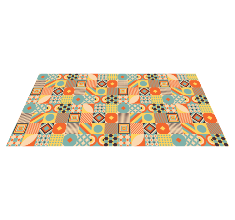 Geometric vinyl rug vibrant tile design - TenStickers
