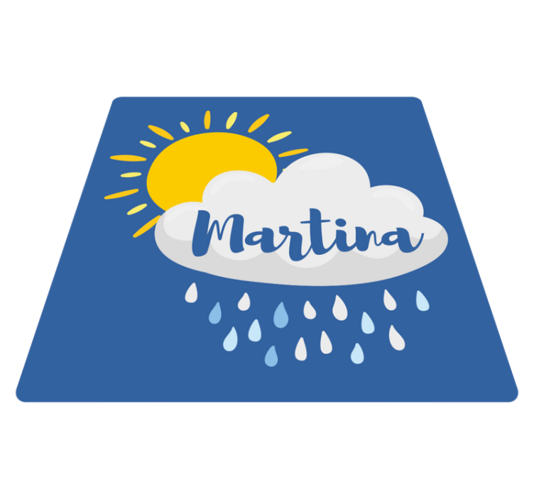 Rainy cloud with name vinyl rug - TenStickers