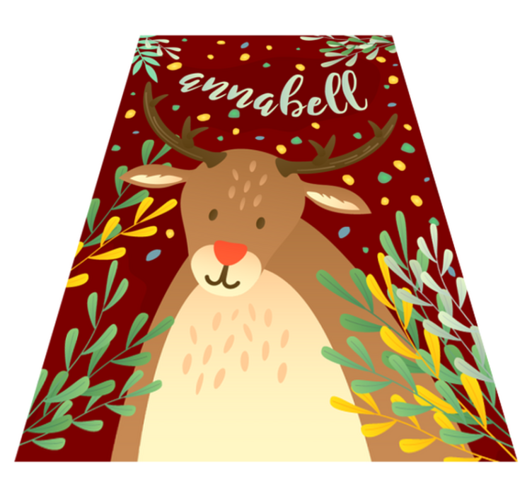 Reindeer with name christmas vinyl rug - TenStickers