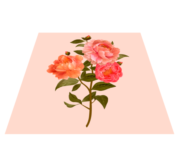 Peony flowers and leaves floral rug - TenStickers