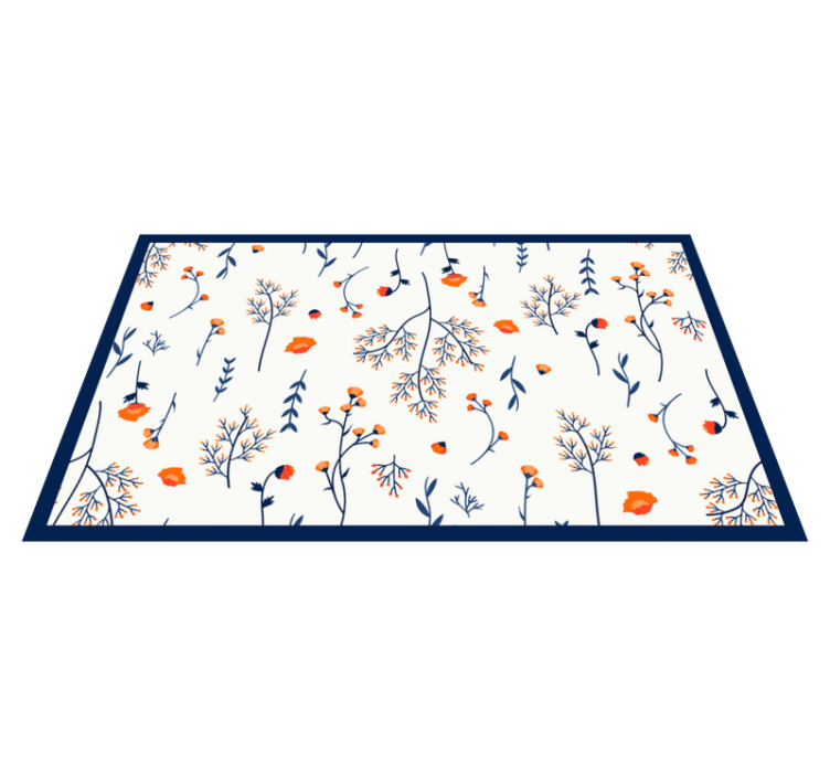 Floral Branches Pattern flower vinyl rug - TenStickers