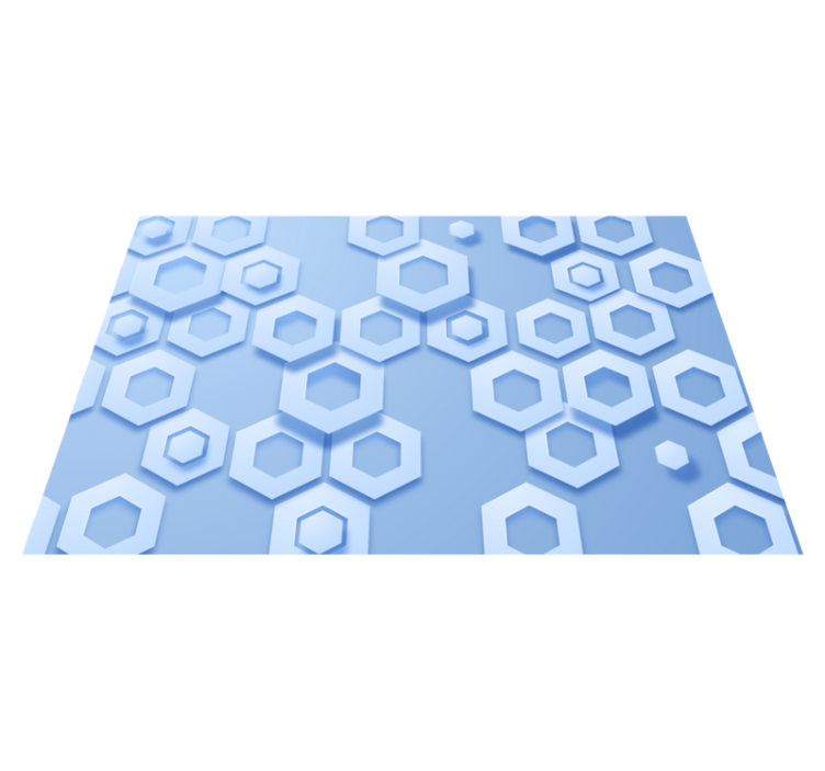 Hexagonal Blue Pattern geometric vinyl rug - TenStickers