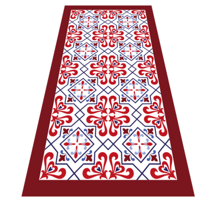 Red floral motif kitchen vinyl rug - TenStickers