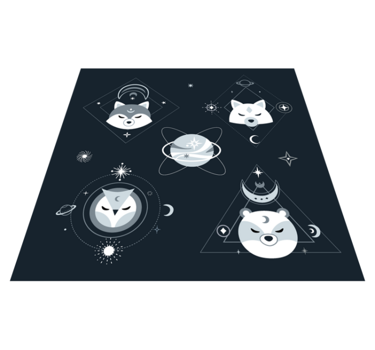 Cosmic Animal Faces vinyl rug - TenStickers