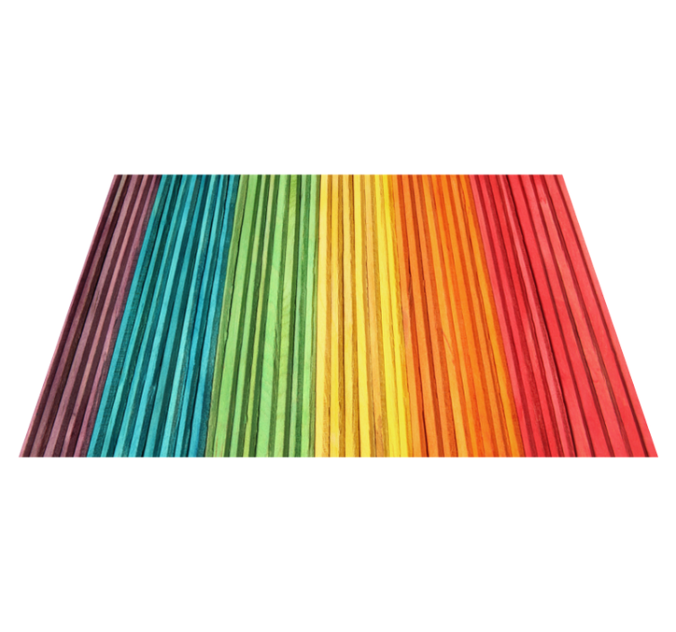 Rainbow striped layers wood vinyl rug - TenStickers