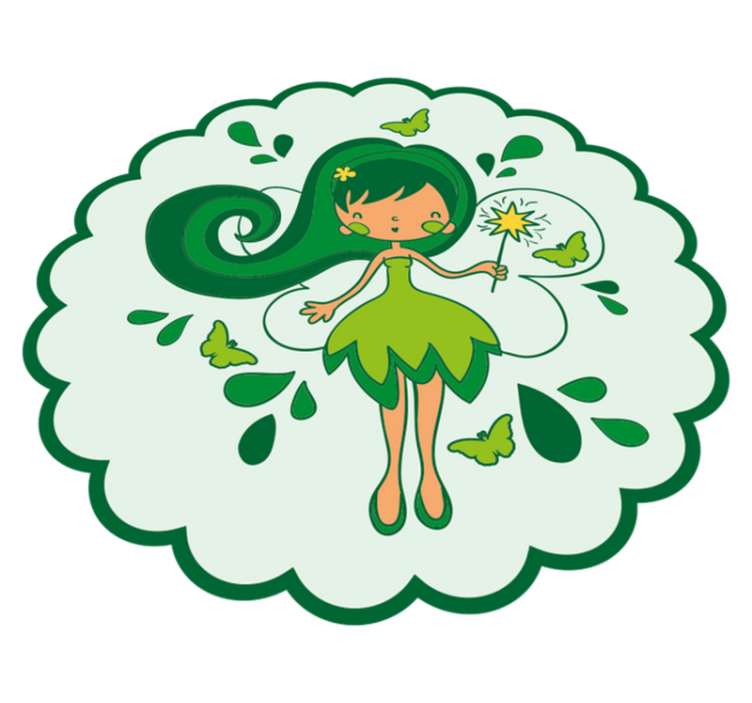 Fairy holding butterfly green kids vinyl rug - TenStickers