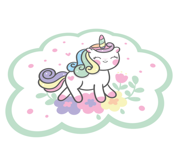 Cute Unicorn Illustration kids vinyl rug - TenStickers