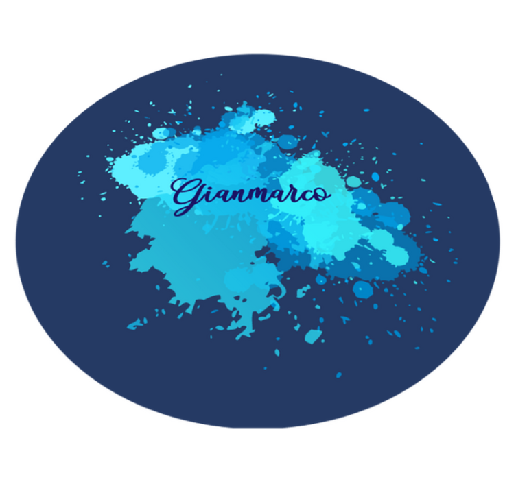 Splashing blue with name teenager vinyl rug - TenStickers