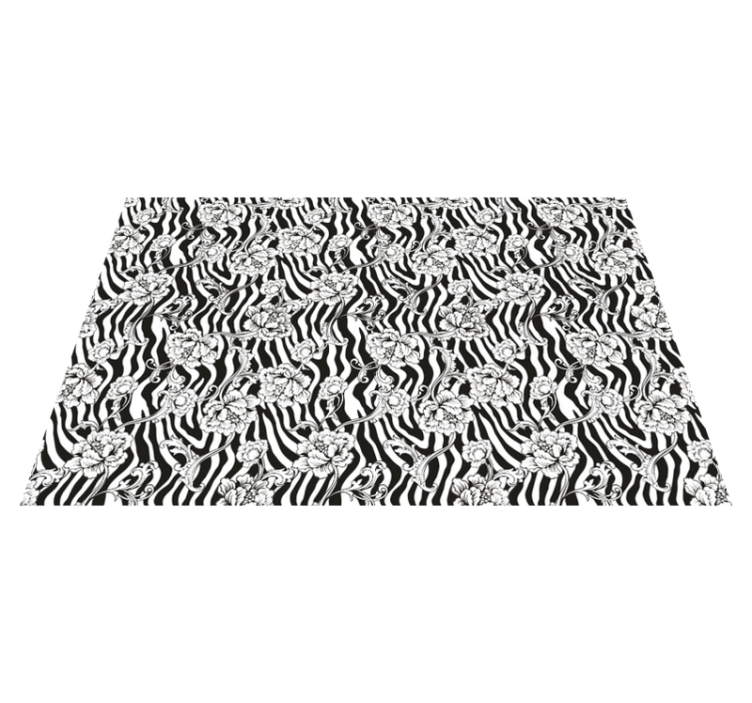 Zebra and flowers animal print vinyl rug - TenStickers