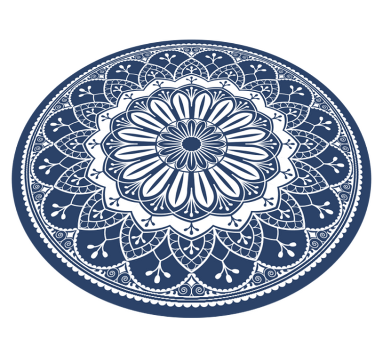 Navy Botanical Composition mandala vinyl rug - TenStickers