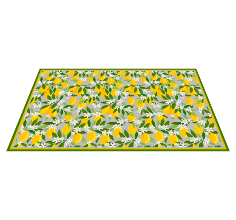 Lemon Blossom Motif kitchen vinyl rug - TenStickers
