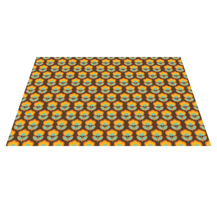 Vintage brown design flower vinyl rug - TenStickers