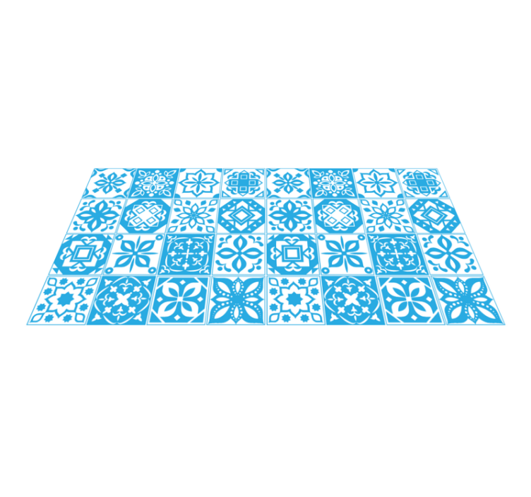 White Blue Patchwork  tile carpet - TenStickers