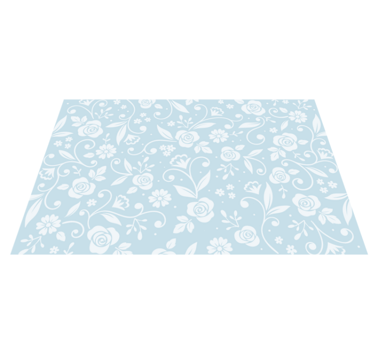FLORAL PATTERN BLUES flower vinyl rug - TenStickers
