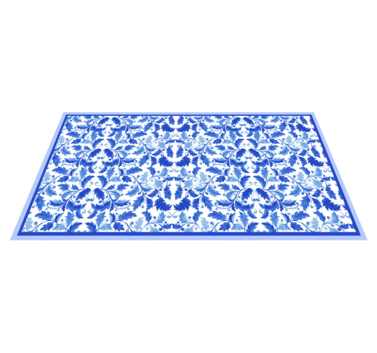 Blue Floral Patterns textured vinyl rug - TenStickers