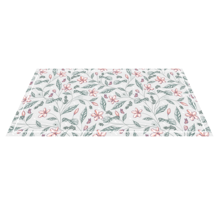 Floral Greenery Pattern flower vinyl rug - TenStickers