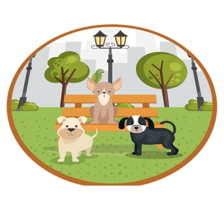 Dogs in park animal vinyl rug - TenStickers