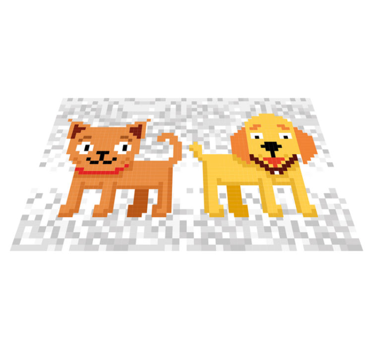 Pixelated Pet Friends vinyl rug - TenStickers