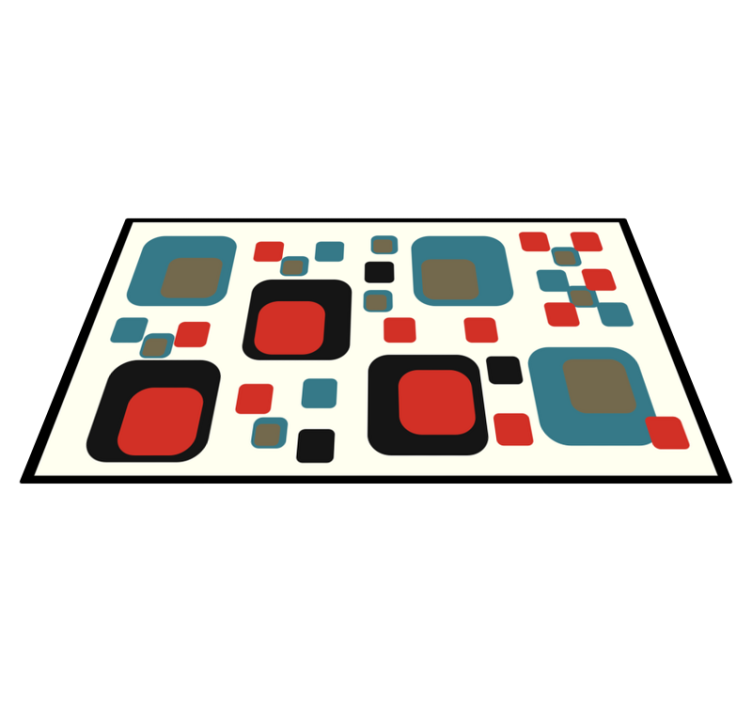 70's blue and black squares geometric rugs - TenStickers