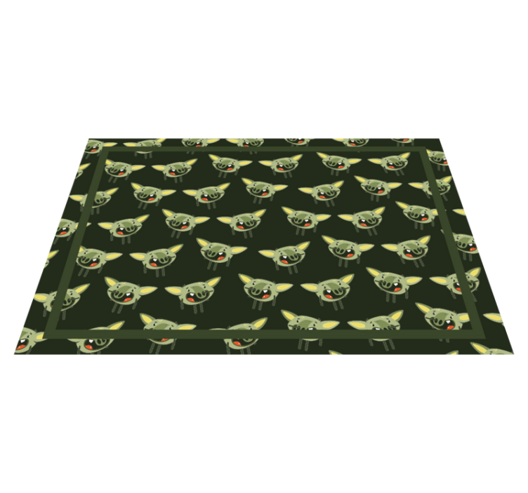 Green monster faces kids vinyl rug - TenStickers
