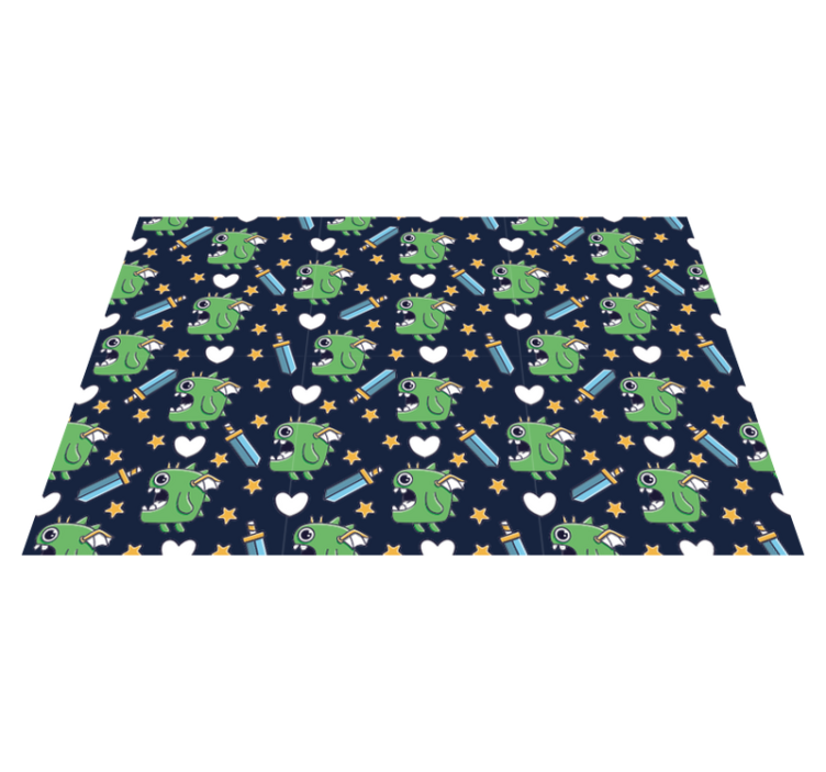 Green monsters and swords vinyl rug - TenStickers