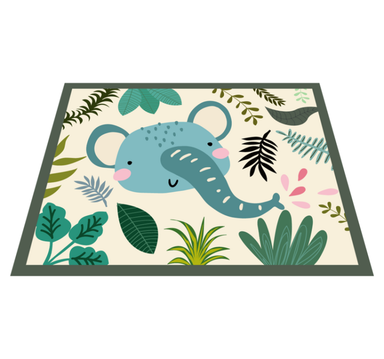 Kids happy elephant and plants kids vinyl rug - TenStickers