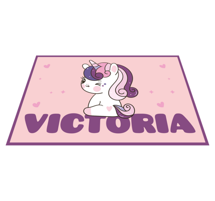 Purple unicorn with name  personalized mat - TenStickers