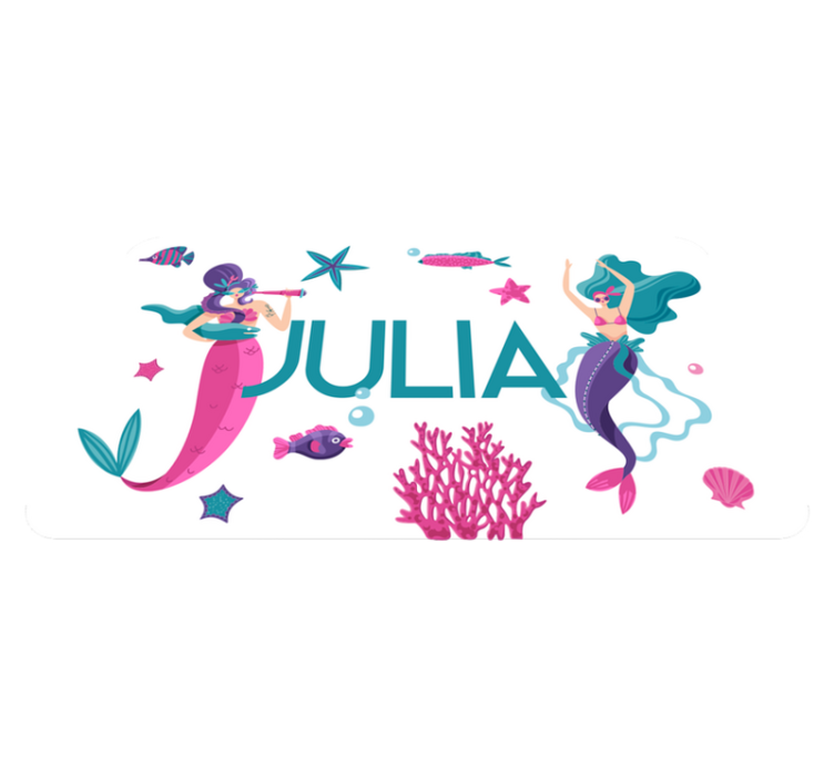 Mermaid adventure with name vinyl rug - TenStickers