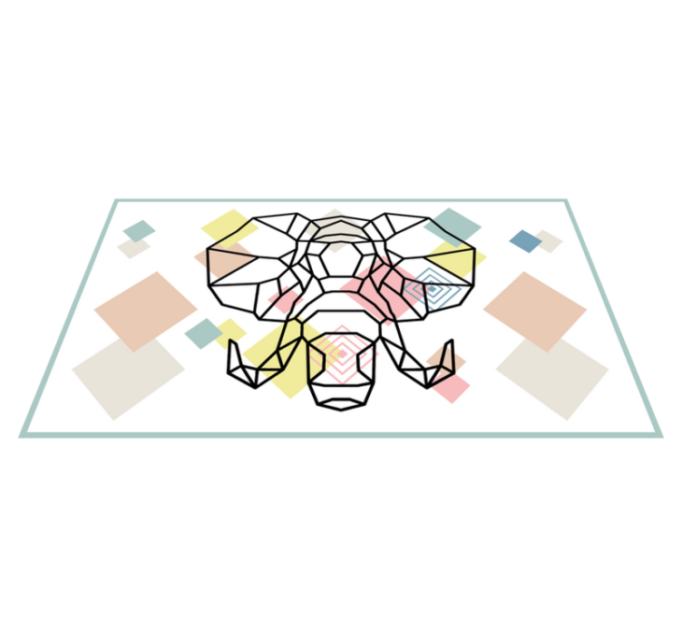 Origiami elephant head modern vinyl rug - TenStickers