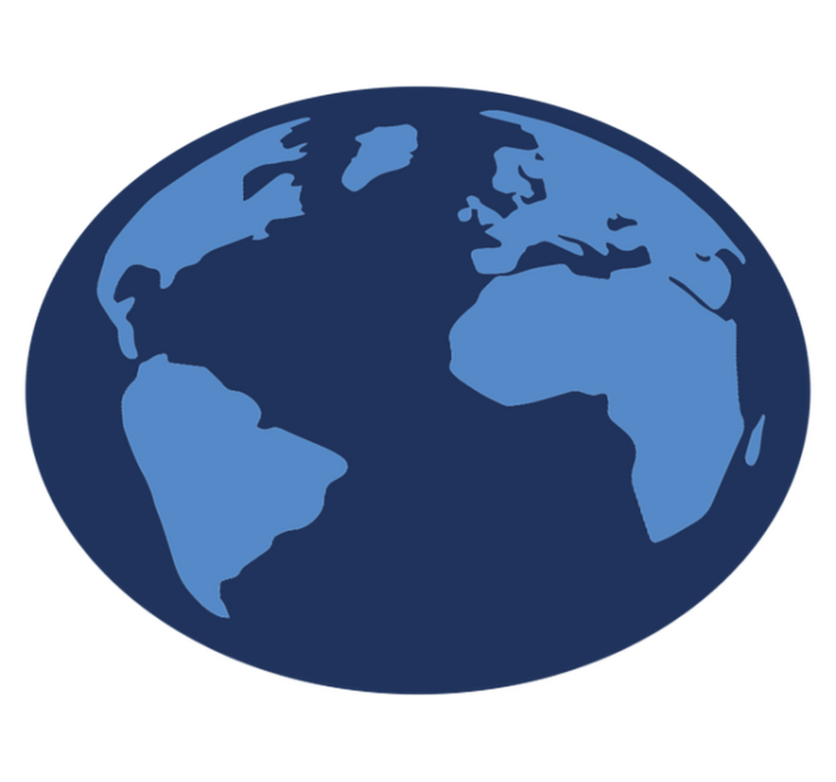 Color blue round world map rug - TenStickers