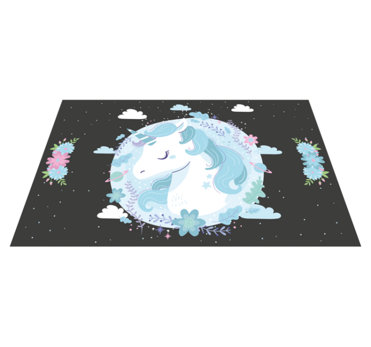Unicorn with blue flowers baby play mat - TenStickers