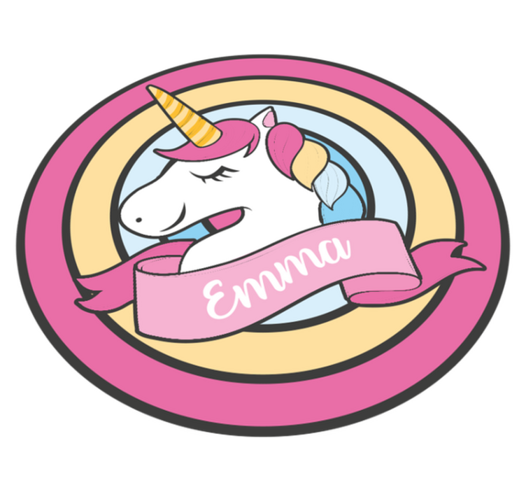 Unicorn name in badge vinyl rug - TenStickers