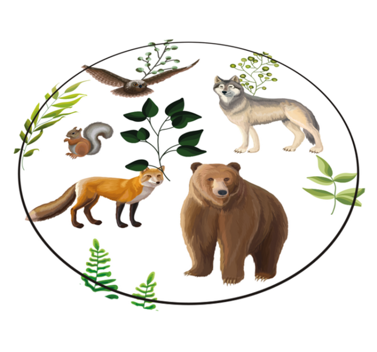 Friendly forest creatures vinyl rug - TenStickers