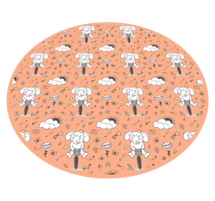 Cheerful Elephant Theme kids vinyl rug - TenStickers